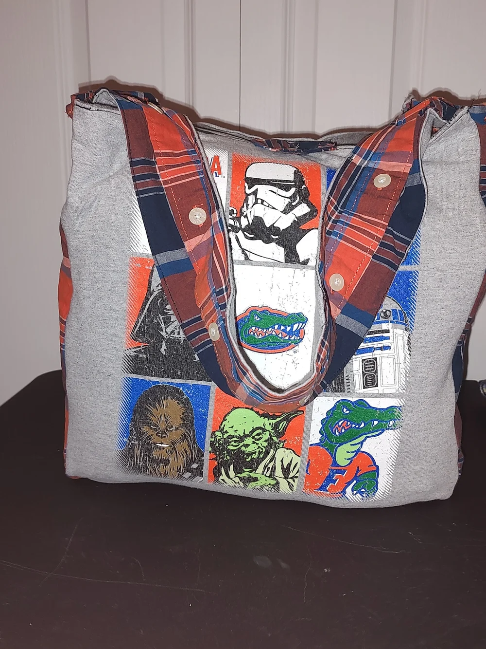 Florida Gators Star Wars Graphic Purse in Orange & Blue Plaid